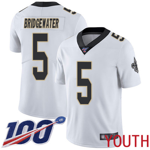 New Orleans Saints Limited White Youth Teddy Bridgewater Road Jersey NFL Football #5 100th Season Vapor Untouchable Jersey